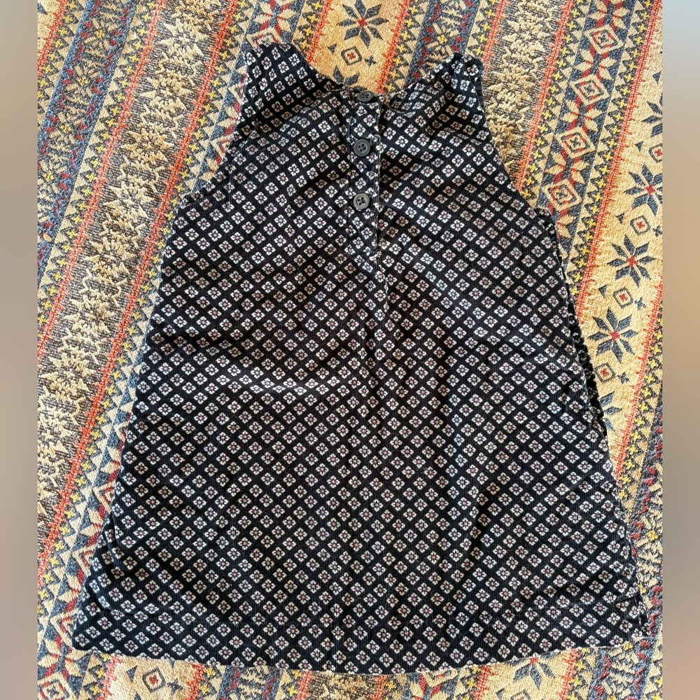 BABY GAP Navy White Corduroy Ribbed Floral Sleevless Button Toddler Dress 18-24M - Picture 3 of 7